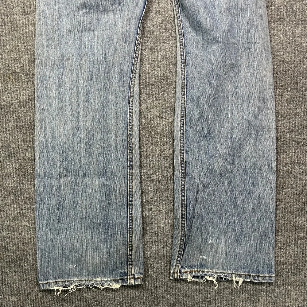 Levi's Jeans Men's Light Blue Denim Distressed Straight Fit Zip Fly - 35X32.5
